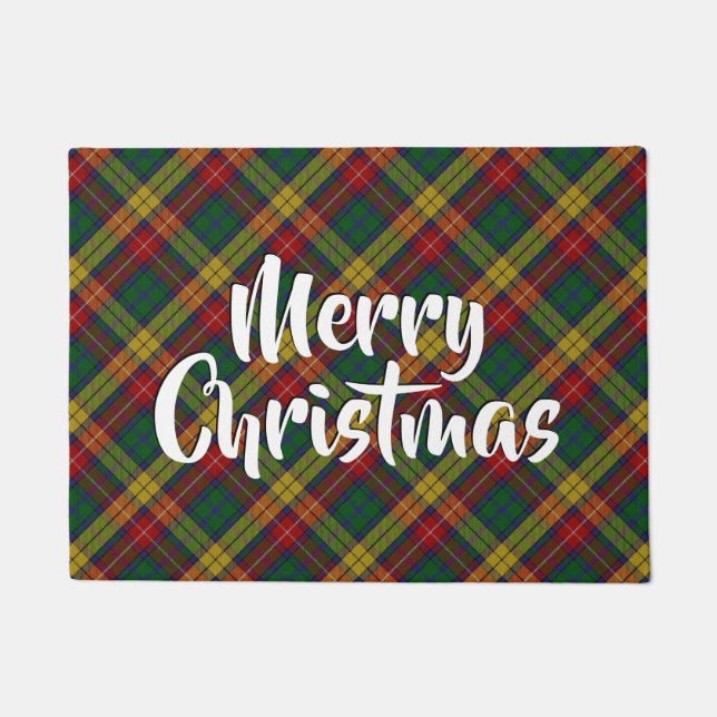 Frohe Weihnachten Kariert Buchanan Tartan Fußmatte (Vorderseite)