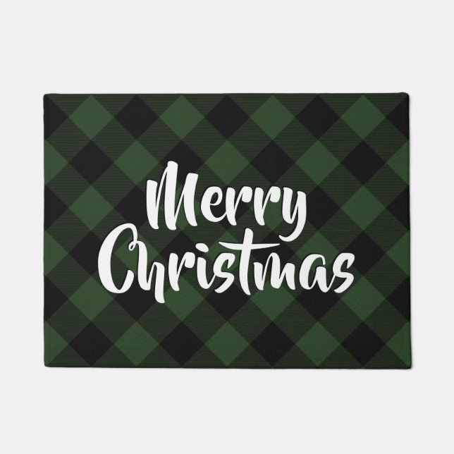 Frohe Weihnachten Kariert Buffalo Karo Green Tarta Fußmatte (Vorderseite)
