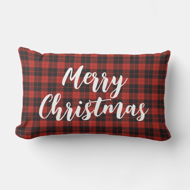 Frohe Weihnachten Kariert Lendenkissen (Vorderseite)