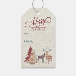 Frohe Weihnachten Karierte Bäume, Hirschgiftmarken Geschenkanhänger