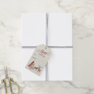 Frohe Weihnachten Karierte Bäume, Hirschgiftmarken Geschenkanhänger