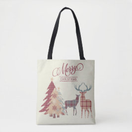 Frohe Weihnachten Karierte Bäume, Hirschtotenbeute Tasche
