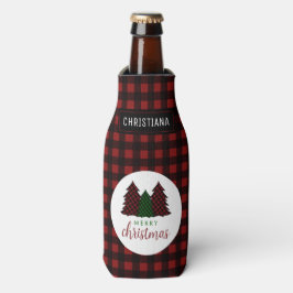 Frohe Weihnachten Karierte Muster Weihnachtsbaum Flaschenkühler