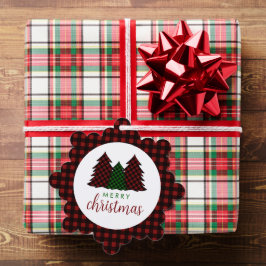 Frohe Weihnachten Karierte Muster Weihnachtsbaum Ornament Karte