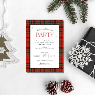 Frohe Weihnachten Karierten Feiertag Party Einladung