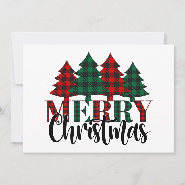 Frohe Weihnachten Karierten Weihnachtsbaumen (Vorderseite)