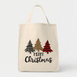 Frohe Weihnachten Karierten Weihnachtsbaumen Tragetasche