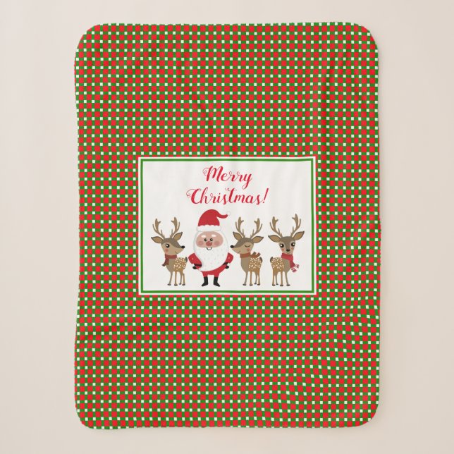 Frohe Weihnachten Karierter Weihnachtsmann Niedlic Sherpadecke (Vorderseite)