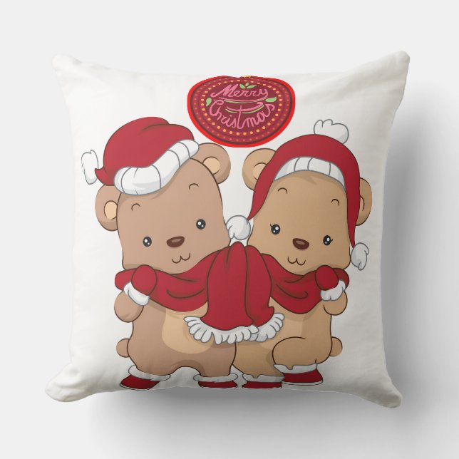 "Frohe Weihnachten Kariertes Kissen" Kissen (Vorderseite)