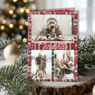Frohe Weihnachten Karo 3 Foto Collage gefaltet