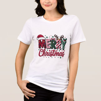 Frohe Weihnachten Karomuster-Typografie-Text Tri-Blend Shirt