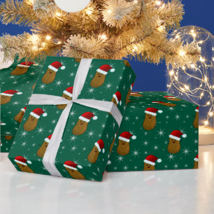 Frohe Weihnachten Kartoffeljäger Grün Geschenkpapier