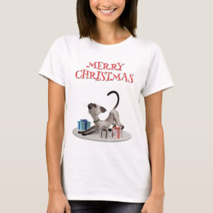Frohe Weihnachten. Katze mit Geschenken T-Shirt