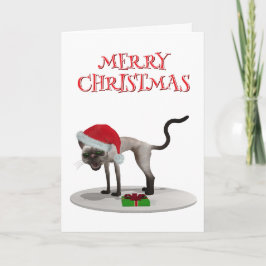 Frohe Weihnachten. Katze mit Santa-Hut Karte
