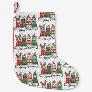 Frohe Weihnachten Katze Süße Katzen mit Weihnachts Kleiner Weihnachtsstrumpf