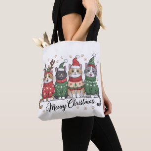 Frohe Weihnachten Katze Süße Katzen mit Weihnachts Tasche