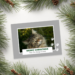 Frohe Weihnachten Katze Weiße Pfotenabdrücke Foto