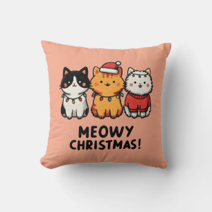 Frohe Weihnachten Katzen mit Santa-Hüten Kissen