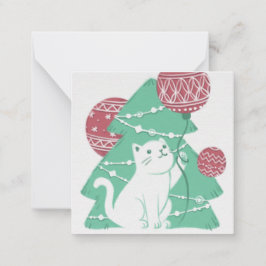Frohe Weihnachten: Katzen und Ornamente Mitteilungskarte