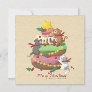 Frohe Weihnachten: Katzen und Süßigkeiten Illustra Feiertagskarte