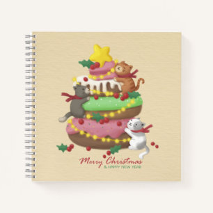 Frohe Weihnachten: Katzen und Süßigkeiten Illustra Notizbuch