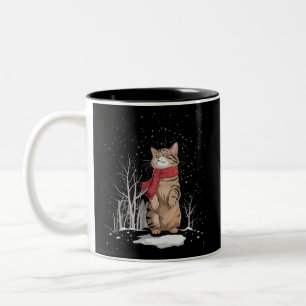 Frohe Weihnachten Katzen Weihnachten Schnee Kätzch Zweifarbige Tasse