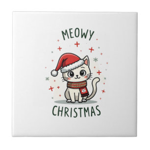 Frohe Weihnachten Katzenliebhaber Lustige Festlich Fliese