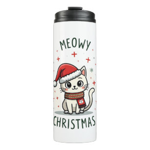 Frohe Weihnachten Katzenliebhaber Lustige Festlich Thermosbecher