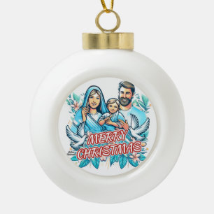 Frohe Weihnachten Keramik Kugel-Ornament