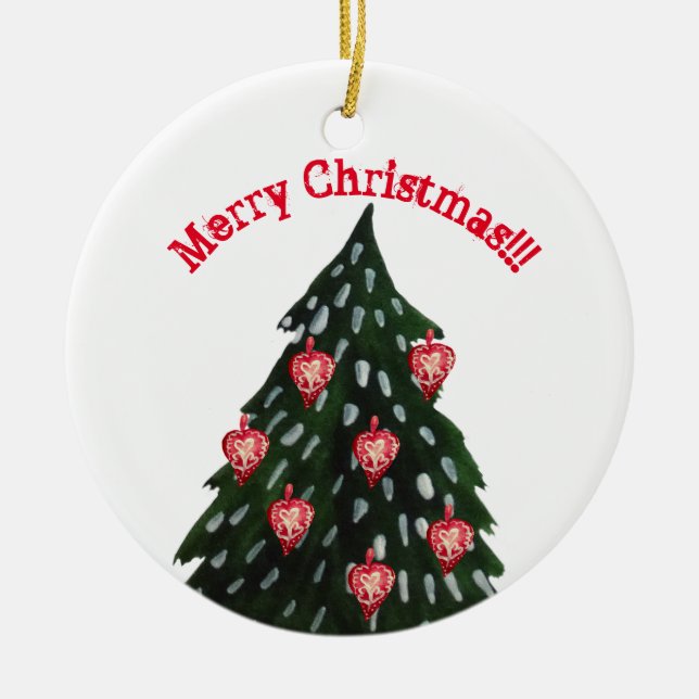 Frohe Weihnachten Keramik Ornament (Vorne)