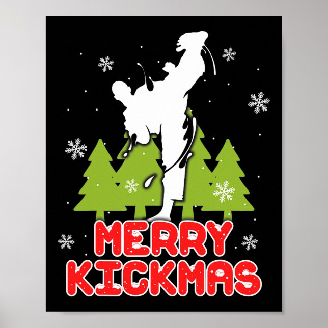 Frohe Weihnachten Kickmas Lustiger Weihnachtsbaum  Poster (Vorne)