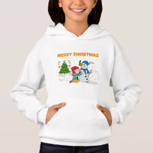 Frohe Weihnachten Kind baut Schneemann Festive T-S Hoodie