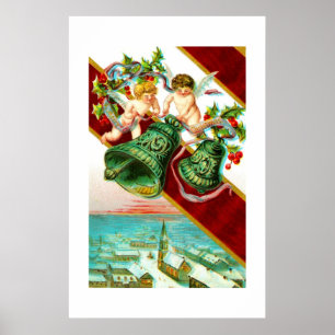 Frohe Weihnachten, Kirschen und Glocken Poster