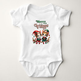 Frohe Weihnachten Kitten Elves Baby Strampler