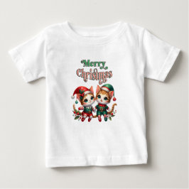Frohe Weihnachten Kitten Elves Baby T-shirt