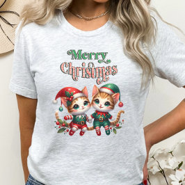 Frohe Weihnachten Kitten Elves T-Shirt