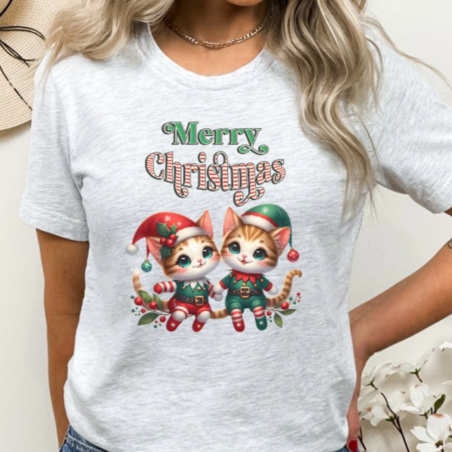 Frohe Weihnachten Kitten Elves T-Shirt (Von Creator hochgeladen)