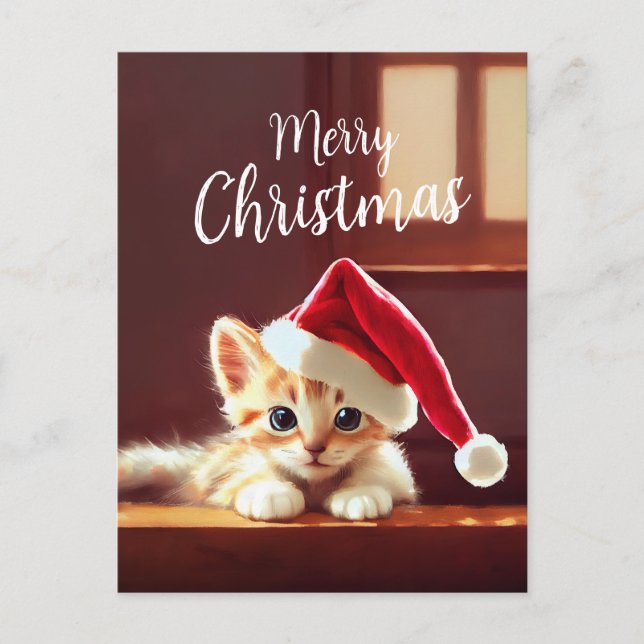 Frohe Weihnachten Kitten Postkarte (Vorderseite)