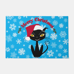 Frohe Weihnachten Kitty Katze mit Schneeflocken Fußmatte
