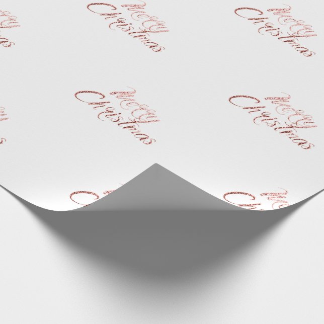 Frohe Weihnachten Klasse Rose Gold Glitzer White Geschenkpapier (Ecke)
