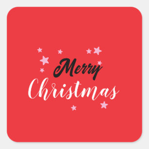 Frohe Weihnachten Klassik Einzigartig Minimalistis Quadratischer Aufkleber