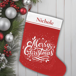Frohe Weihnachten Klassik Rot und Weiß Personalisi Großer Weihnachtsstrumpf