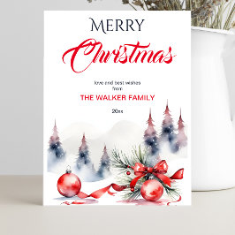Frohe Weihnachten klassische rote Baubles und Kief