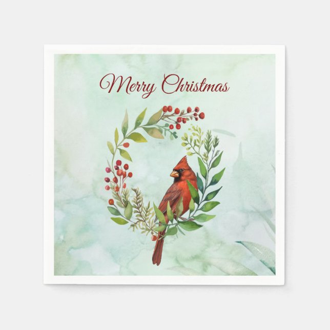 Frohe Weihnachten Klassischer Kardinal  Serviette (Vorderseite)