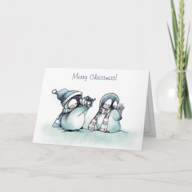 Frohe Weihnachten - Kleine Pinguine (Vorderseite)