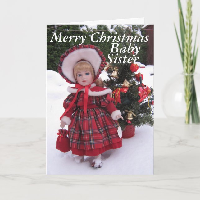 Frohe Weihnachten, kleine Schwester Feiertagskarte (Vorderseite)