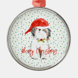 Frohe Weihnachten Kleiner Hund Festive Weihnachtsm Ornament Aus Metall