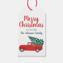 Frohe Weihnachten Kleiner Roter Lieferwagen Truck  Geschenkanhänger