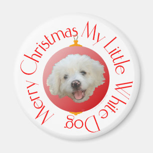 Frohe Weihnachten Kleiner Weißer Hund Magnet