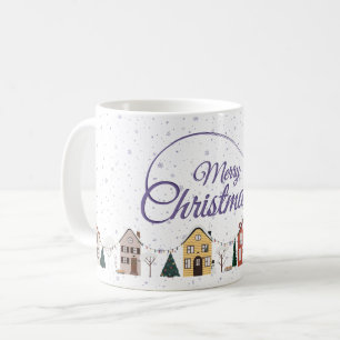 Frohe Weihnachten Kleines Haus Lila Sternennacht Kaffeetasse